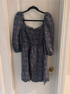 Maje Rappa Floral Print Smocked Puff Sleeve Mini Dress - Size 38 (Medium)